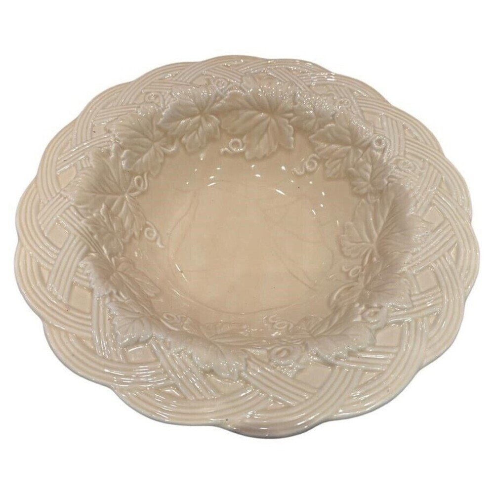 RARE Vintage Fitz & Floyd GARDEN CREAM Trellis Serving Bowl Home Serverware Deco